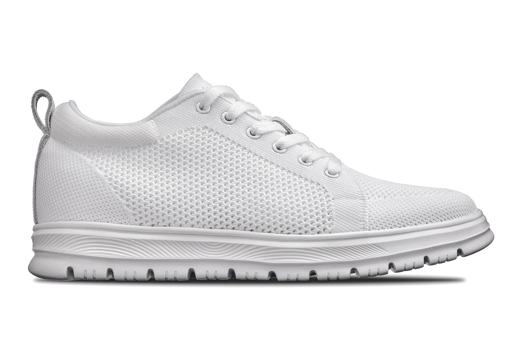 CALTO - X2321 - 2.4 Inches Taller (White/White Sole) - Lace Up Casual Sneaker - Lightweight - WonderingCloth