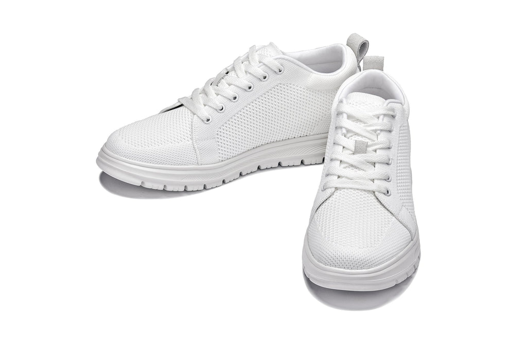CALTO - X2321 - 2.4 Inches Taller (White/White Sole) - Lace Up Casual Sneaker - Lightweight - WonderingCloth