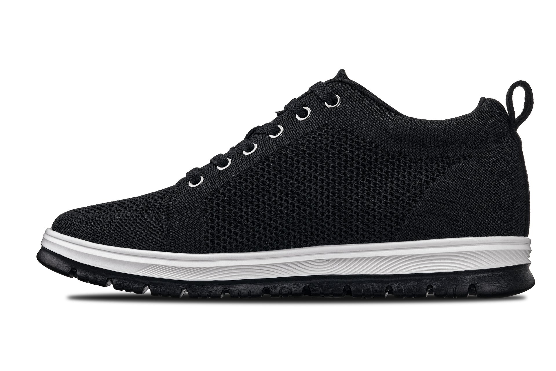 CALTO - X2322 - 2.4 Inches Taller (Black/White & Black Sole) - Lace Up Casual Sneaker - Lightweight - WonderingCloth