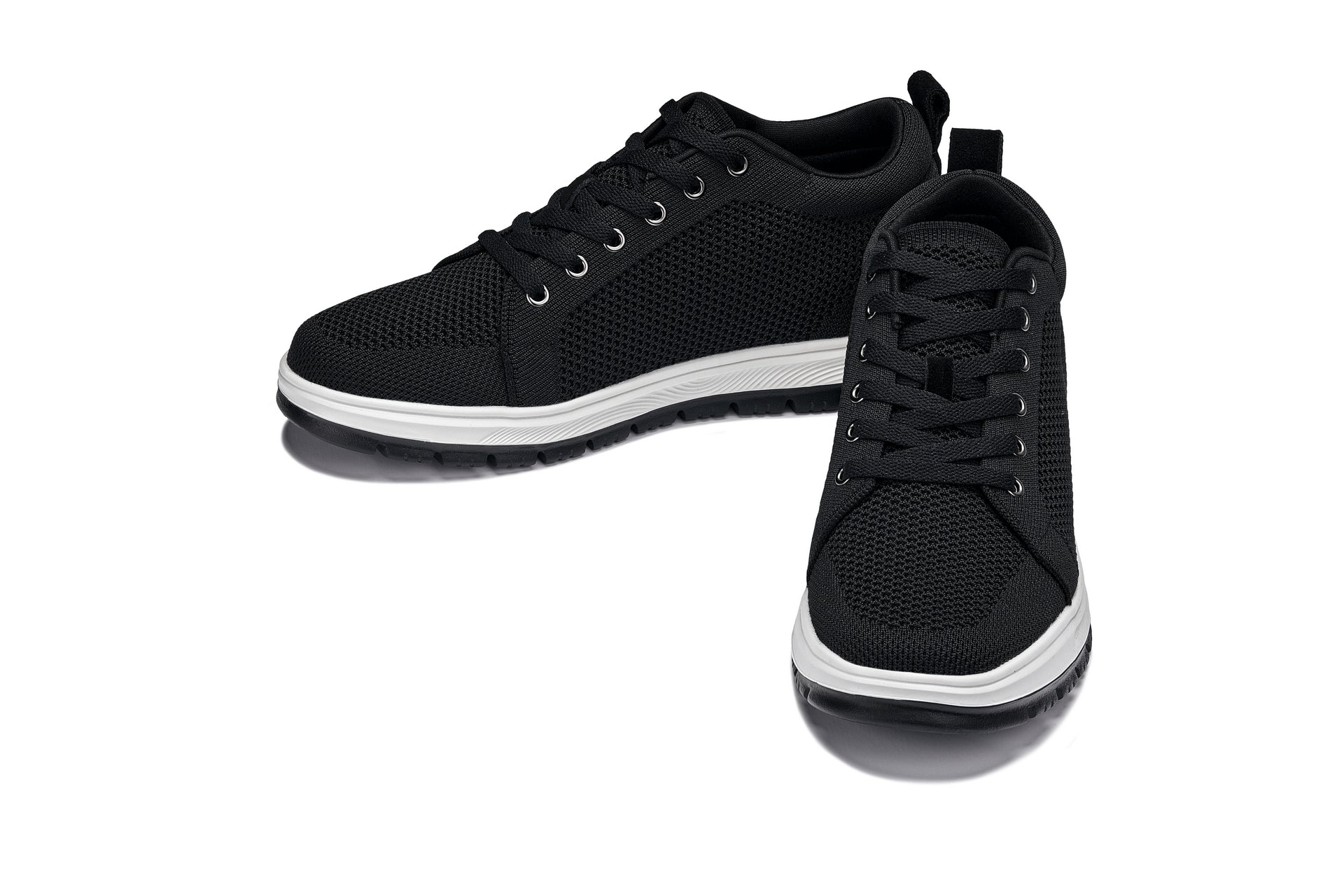 CALTO - X2322 - 2.4 Inches Taller (Black/White & Black Sole) - Lace Up Casual Sneaker - Lightweight - WonderingCloth