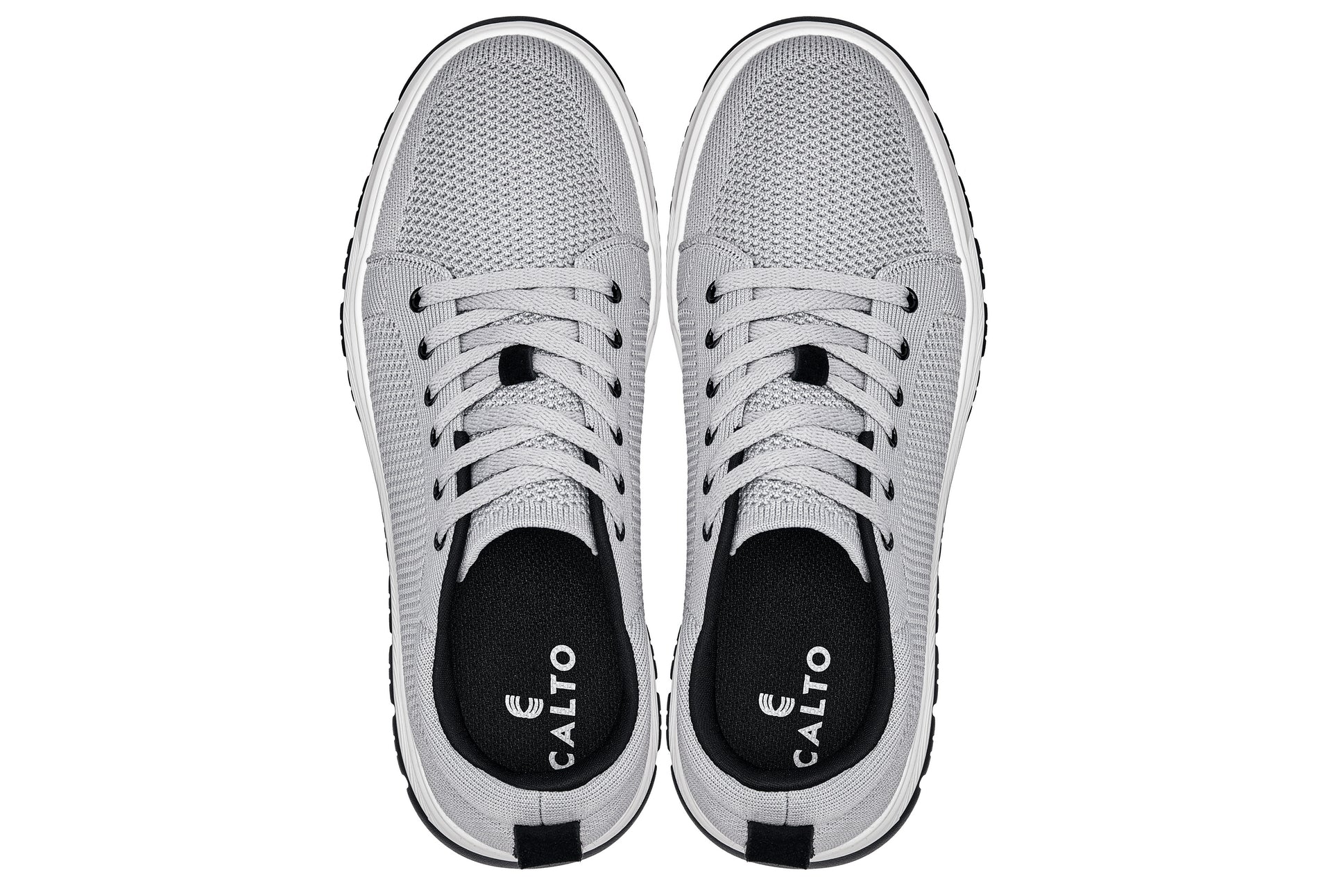 CALTO - X2324 - 2.4 Inches Taller (Pewter Grey/White & Black Sole) - Lace Up Casual Sneaker - Lightweight - WonderingCloth