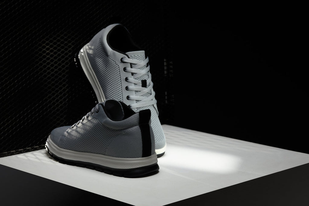 CALTO - X2324 - 2.4 Inches Taller (Pewter Grey/White & Black Sole) - Lace Up Casual Sneaker - Lightweight - WonderingCloth