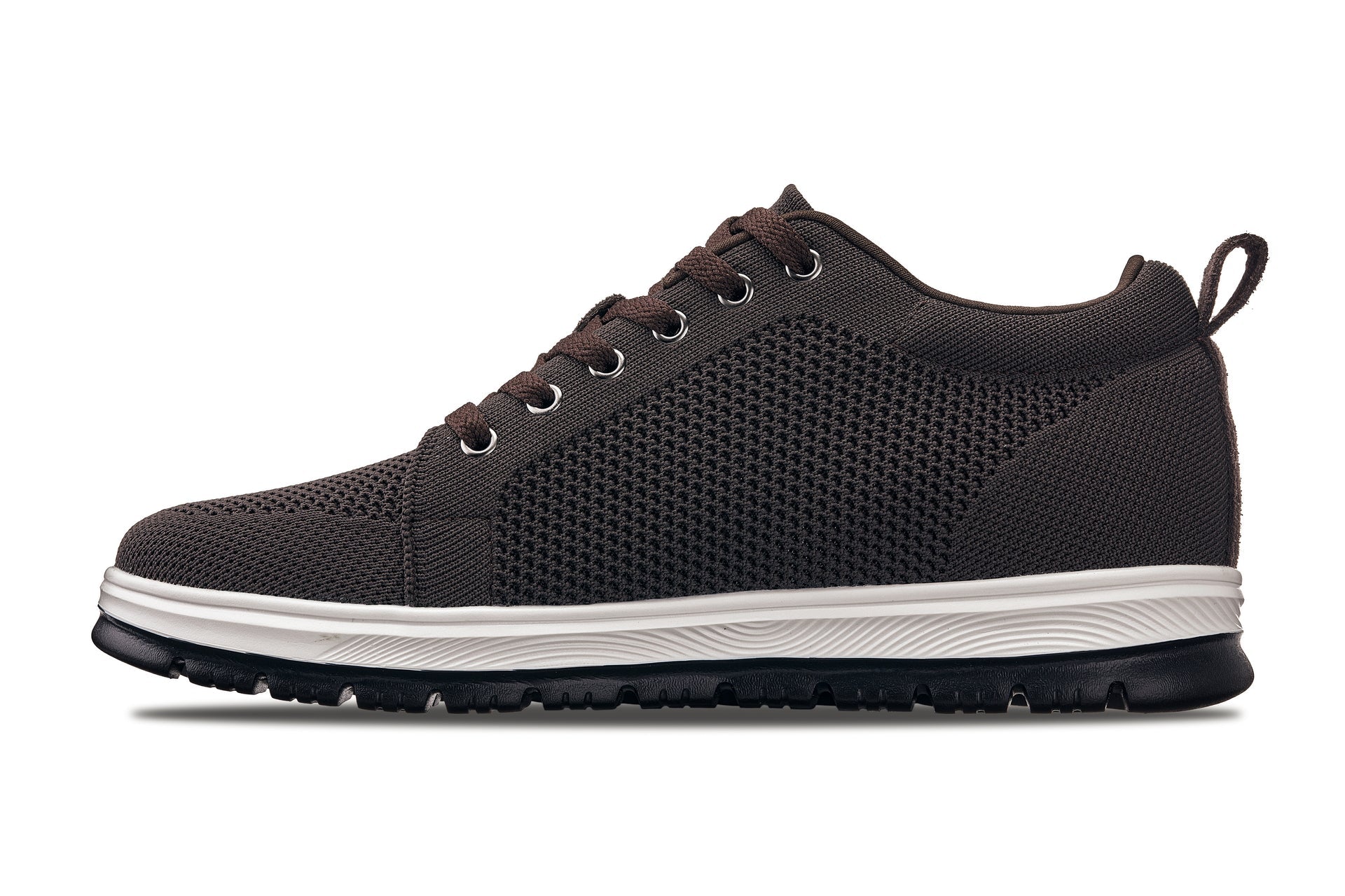 CALTO - X2325 - 2.4 Inches Taller (Dark Brown/White & Black Sole) - Lace Up Casual Sneaker - Lightweight - WonderingCloth