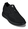 CALTO - X2631 - 2.8 Inches Taller (Black/Black Sole) - Lace Up Casual Walker - Lightweight - WonderingCloth