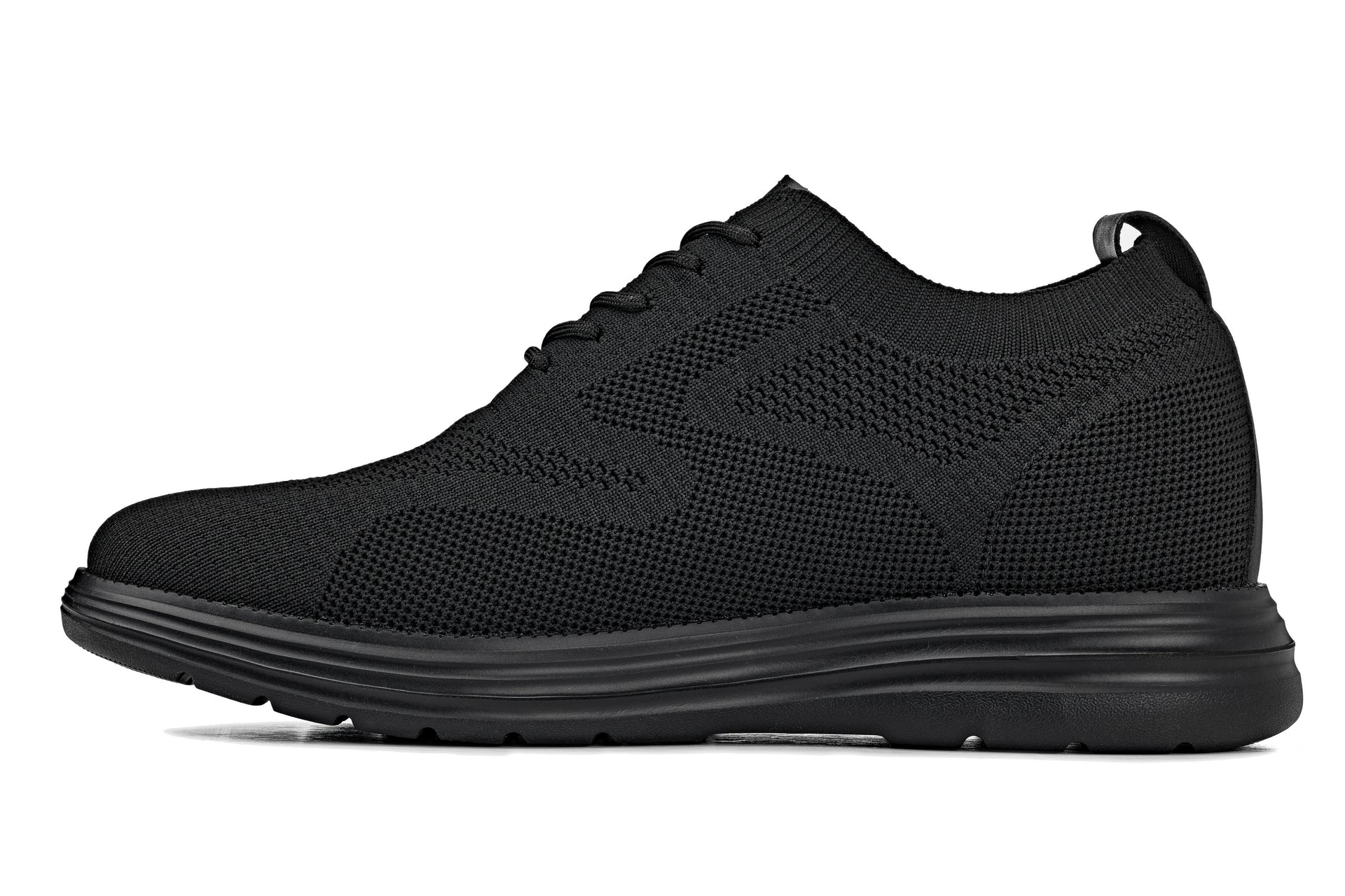 CALTO - X2631 - 2.8 Inches Taller (Black/Black Sole) - Lace Up Casual Walker - Lightweight - WonderingCloth