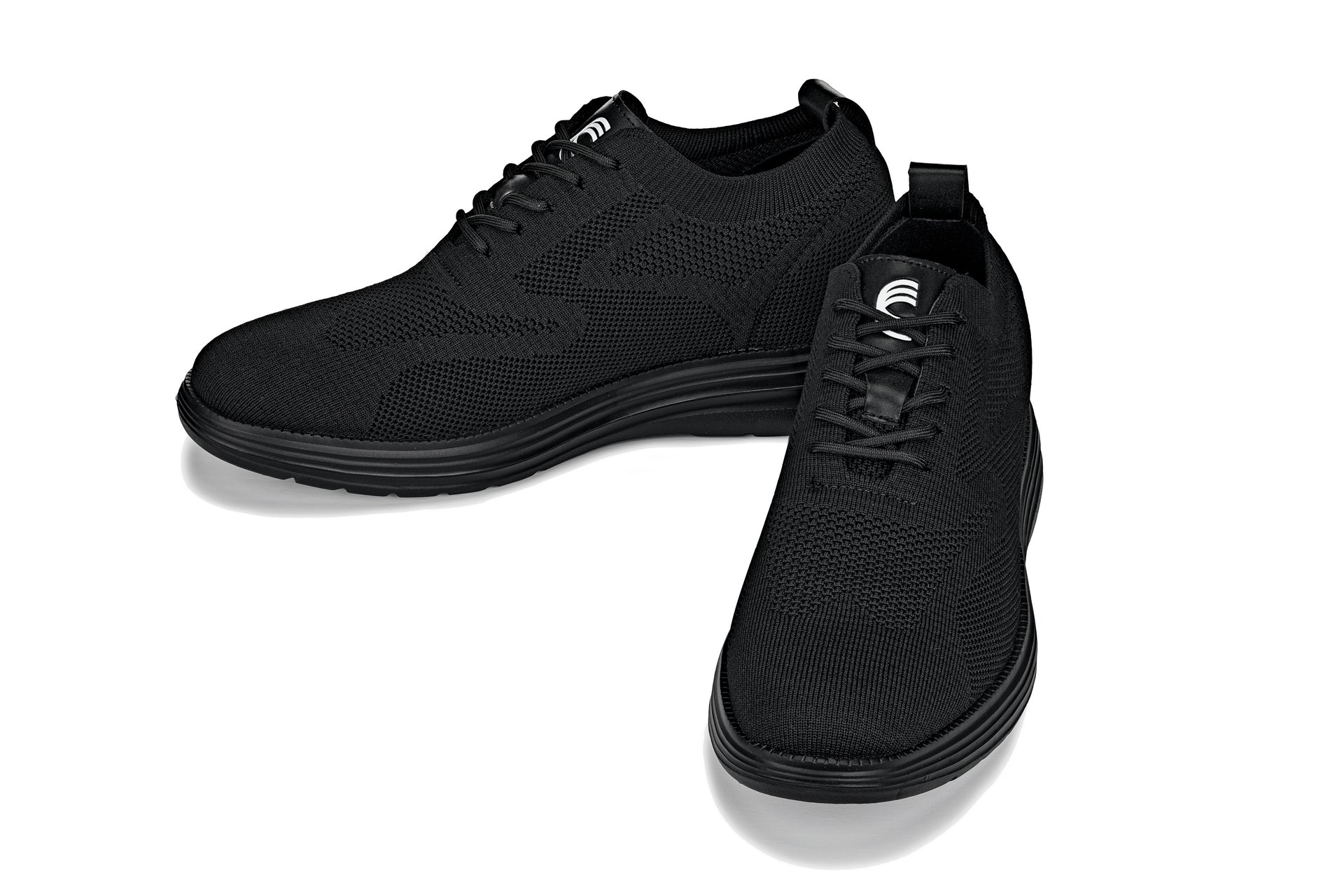 CALTO - X2631 - 2.8 Inches Taller (Black/Black Sole) - Lace Up Casual Walker - Lightweight - WonderingCloth