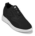 CALTO - X2632 - 2.8 Inches Taller (Black/White Sole) - Lace Up Casual Walker - Lightweight - WonderingCloth