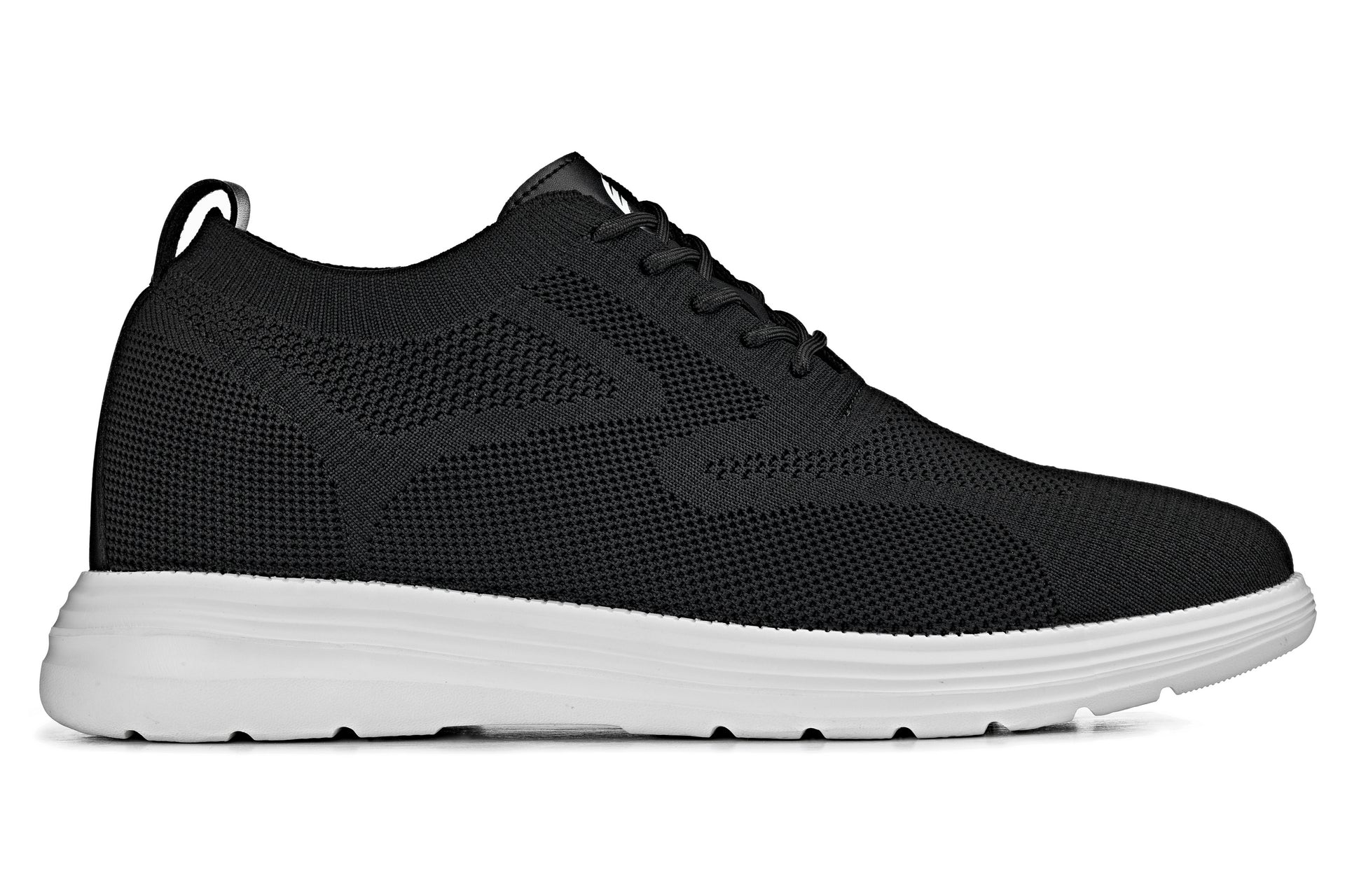 CALTO - X2632 - 2.8 Inches Taller (Black/White Sole) - Lace Up Casual Walker - Lightweight - WonderingCloth