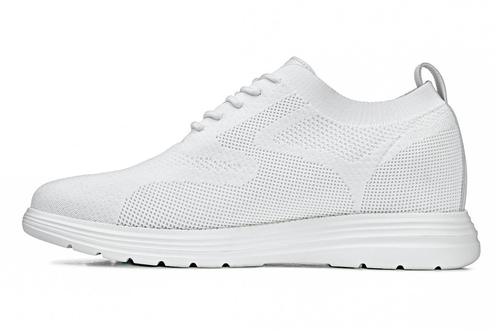 CALTO - X2633 - 2.8 Inches Taller (White) - Lace Up Casual Walker - Lightweight - WonderingCloth