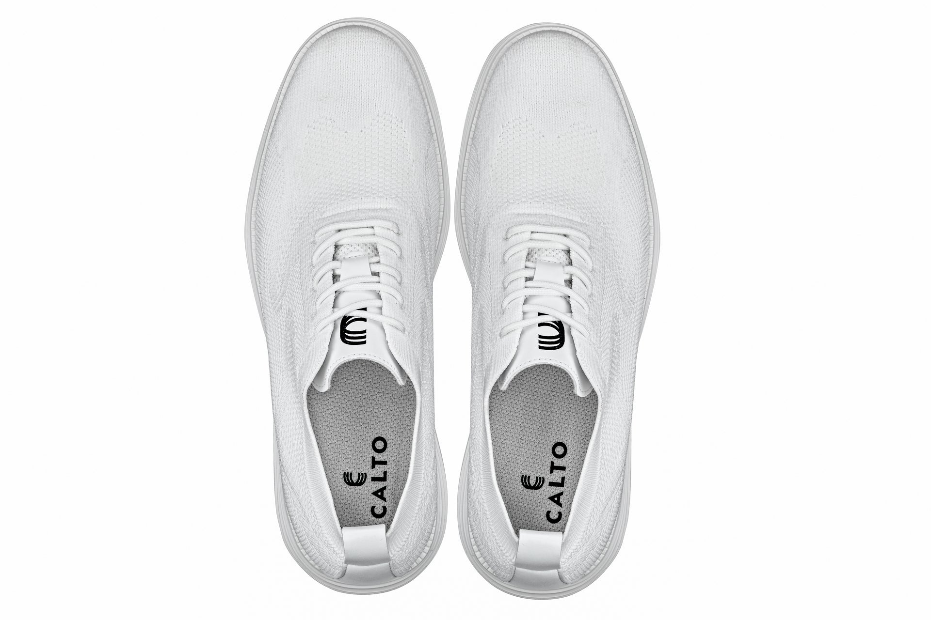 CALTO - X2633 - 2.8 Inches Taller (White) - Lace Up Casual Walker - Lightweight - WonderingCloth