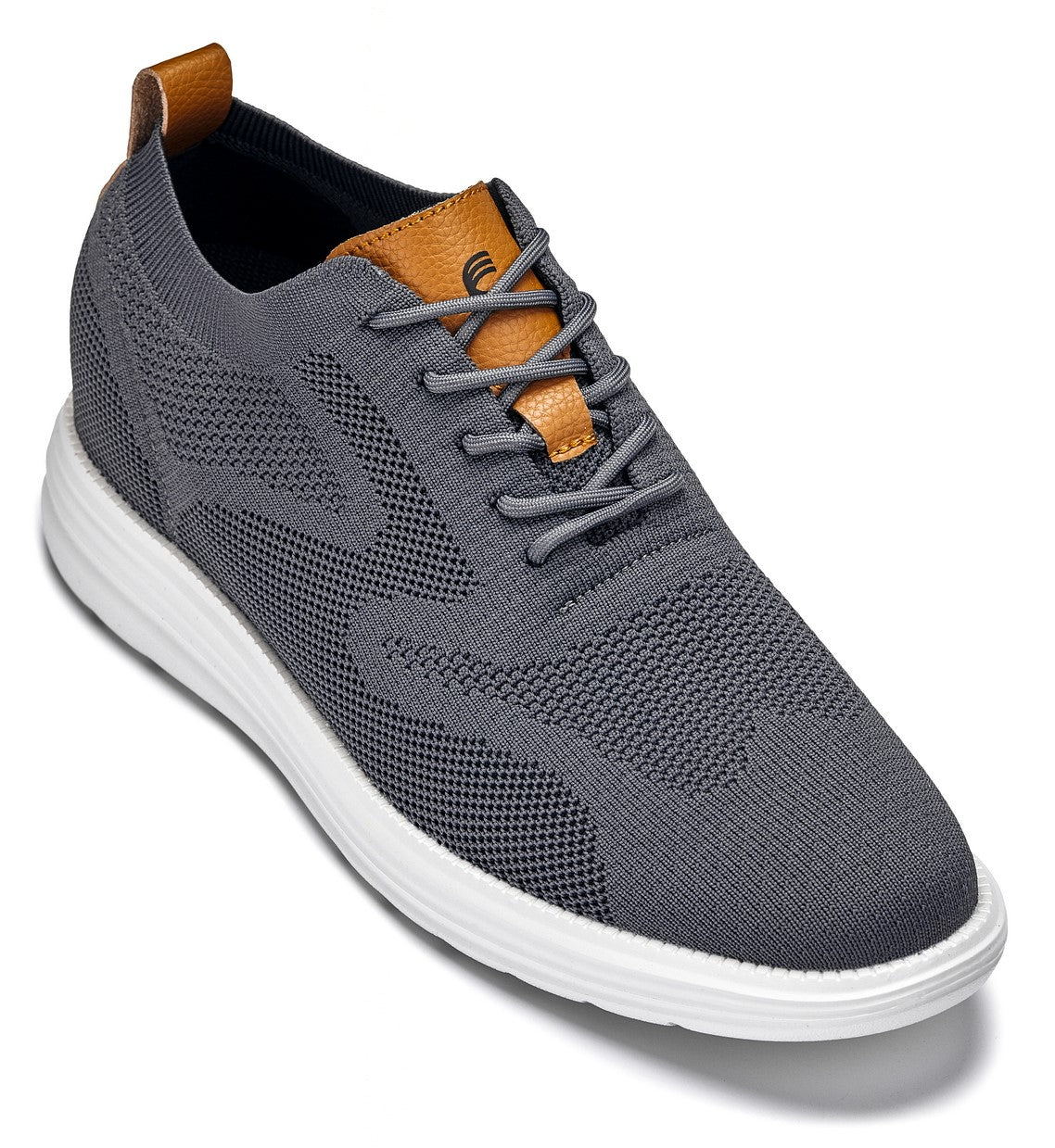 CALTO - X2636 - 2.8 Inches Taller (Iron Grey/Brown) - Lace Up Casual Walker - Lightweight - WonderingCloth