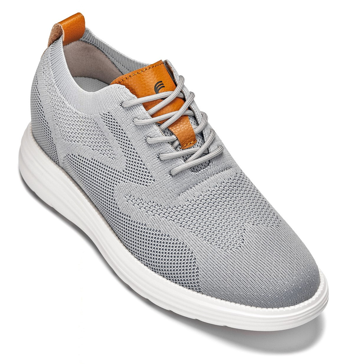 CALTO - X2637 - 2.8 Inches Taller (Pewter Grey/Brown) - Lace Up Casual Walker - Lightweight - WonderingCloth