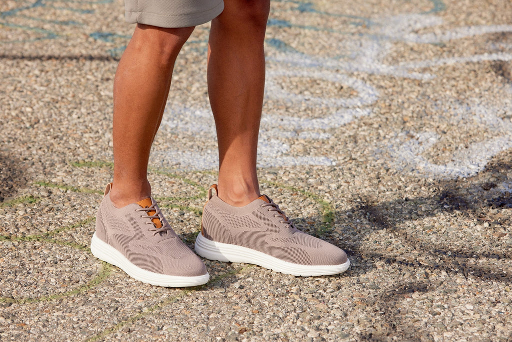 CALTO - X2638 - 2.8 Inches Taller (Khaki/Brown) - Lace Up Casual Walker - Lightweight - WonderingCloth