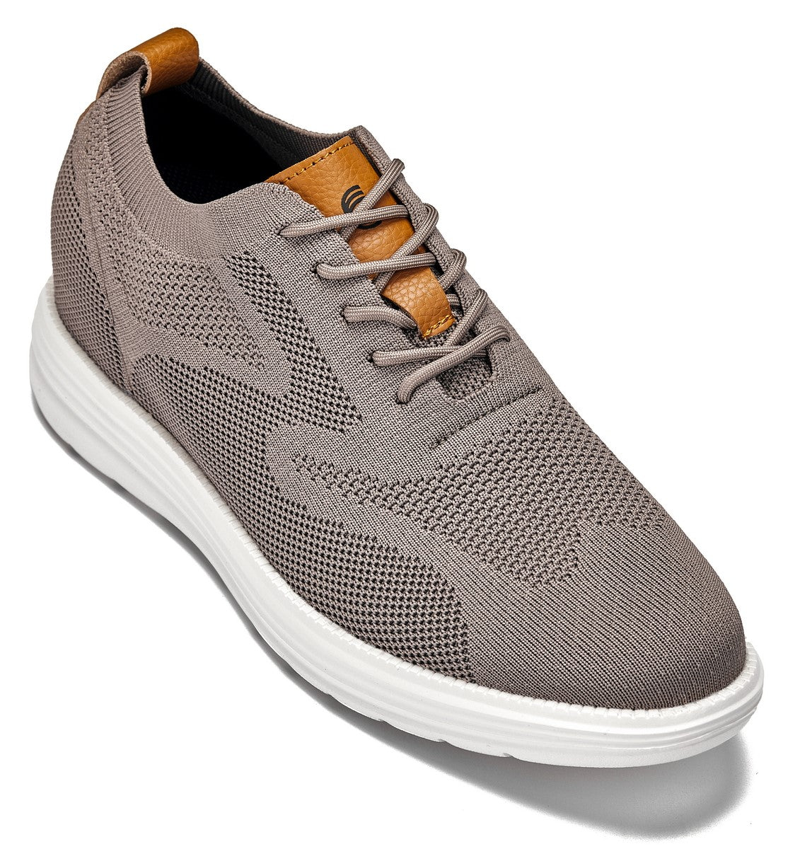 CALTO - X2638 - 2.8 Inches Taller (Khaki/Brown) - Lace Up Casual Walker - Lightweight - WonderingCloth