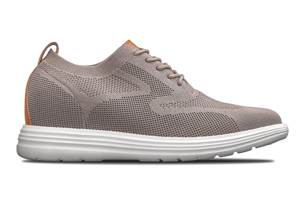 CALTO - X2638 - 2.8 Inches Taller (Khaki/Brown) - Lace Up Casual Walker - Lightweight - WonderingCloth
