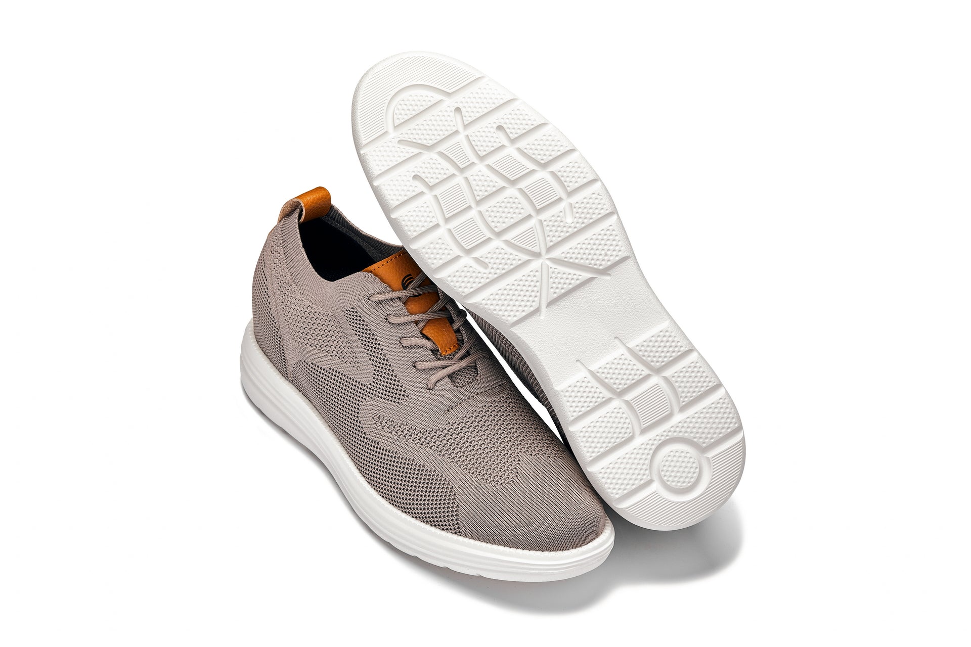 CALTO - X2638 - 2.8 Inches Taller (Khaki/Brown) - Lace Up Casual Walker - Lightweight - WonderingCloth