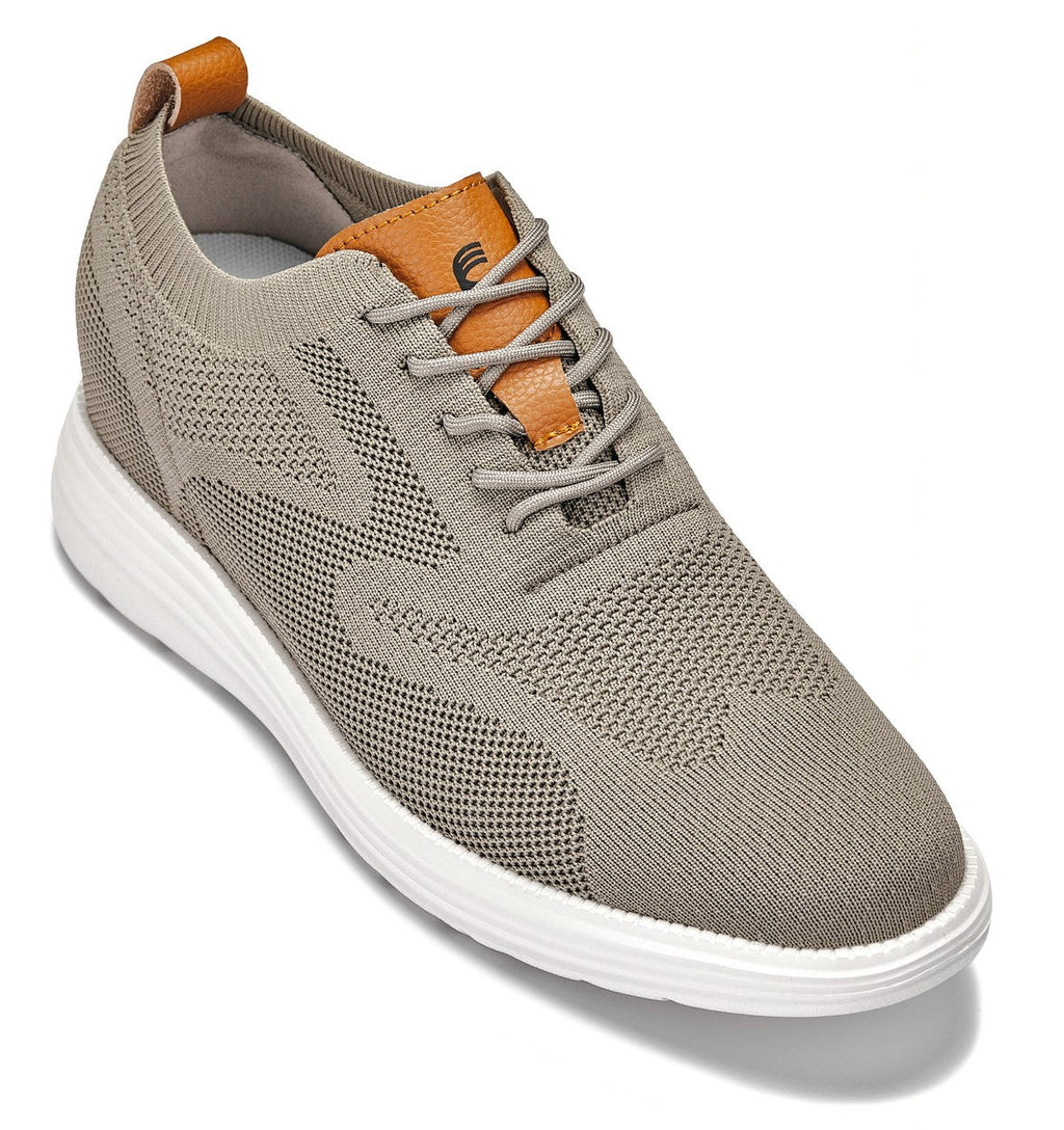 CALTO - X2639 - 2.8 Inches Taller (Khaki Green/Brown) - Lace Up Casual Walker - Lightweight - WonderingCloth