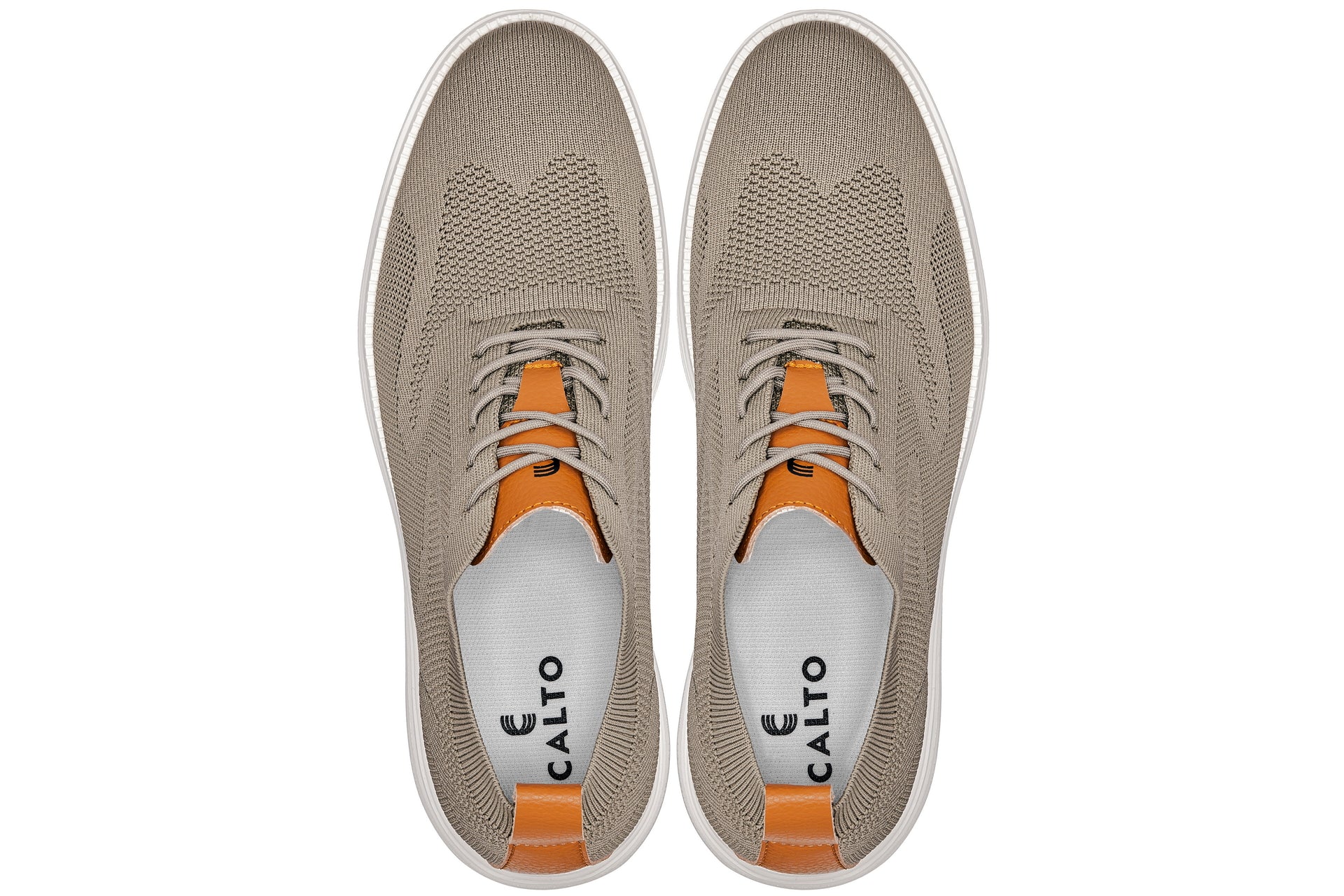 CALTO - X2639 - 2.8 Inches Taller (Khaki Green/Brown) - Lace Up Casual Walker - Lightweight - WonderingCloth