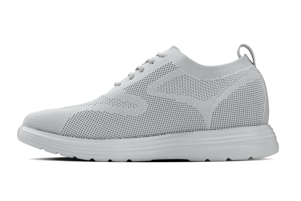 CALTO - X2640 - 2.8 Inches Taller (Pewter/Light Grey Sole) - Lace Up Casual Walker - Lightweight - WonderingCloth