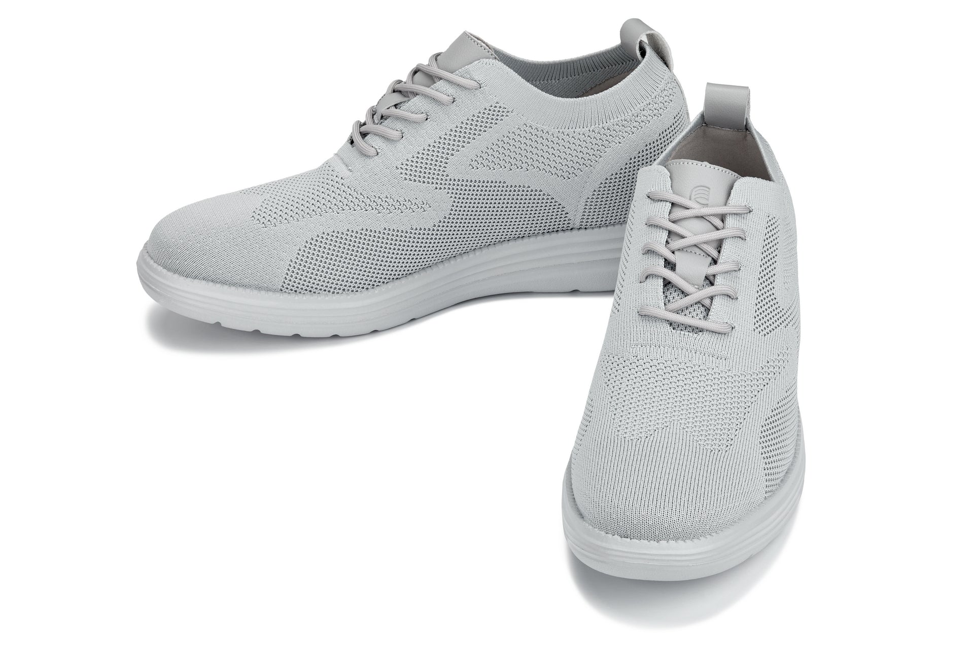 CALTO - X2640 - 2.8 Inches Taller (Pewter/Light Grey Sole) - Lace Up Casual Walker - Lightweight - WonderingCloth