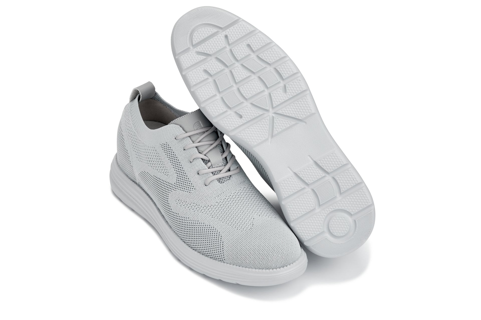 CALTO - X2640 - 2.8 Inches Taller (Pewter/Light Grey Sole) - Lace Up Casual Walker - Lightweight - WonderingCloth