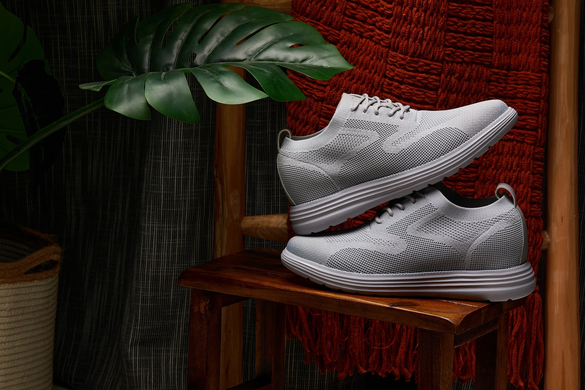 CALTO - X2640 - 2.8 Inches Taller (Pewter/Light Grey Sole) - Lace Up Casual Walker - Lightweight - WonderingCloth