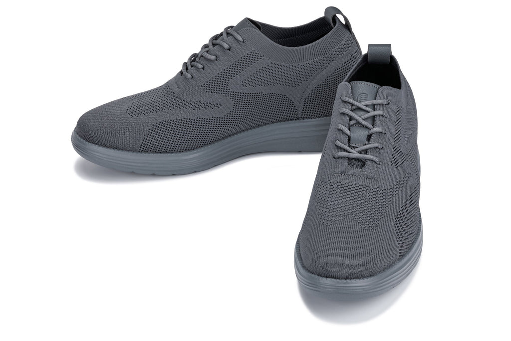 CALTO - X2641 - 2.8 Inches Taller (Iron/Dark Grey Sole) - Lace Up Casual Walker - Lightweight - WonderingCloth