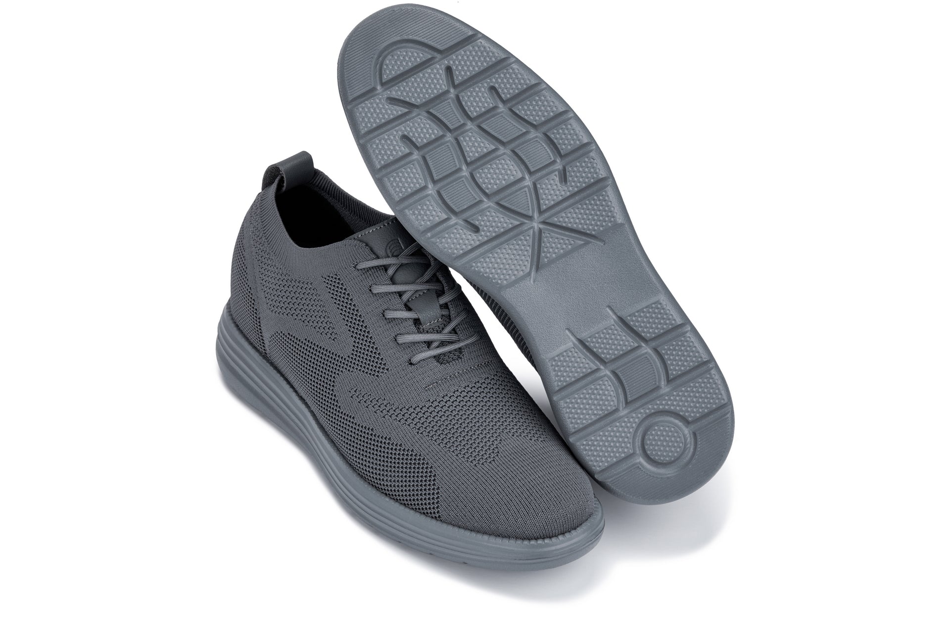 CALTO - X2641 - 2.8 Inches Taller (Iron/Dark Grey Sole) - Lace Up Casual Walker - Lightweight - WonderingCloth