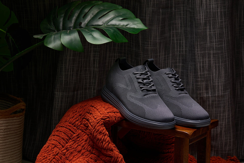 CALTO - X2641 - 2.8 Inches Taller (Iron/Dark Grey Sole) - Lace Up Casual Walker - Lightweight - WonderingCloth