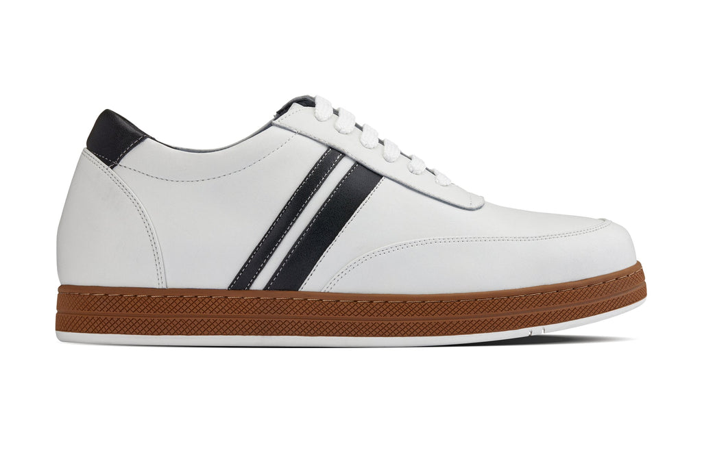 CALTO White Leather Sneakers - 2.8 inches - Y2821 - WonderingCloth