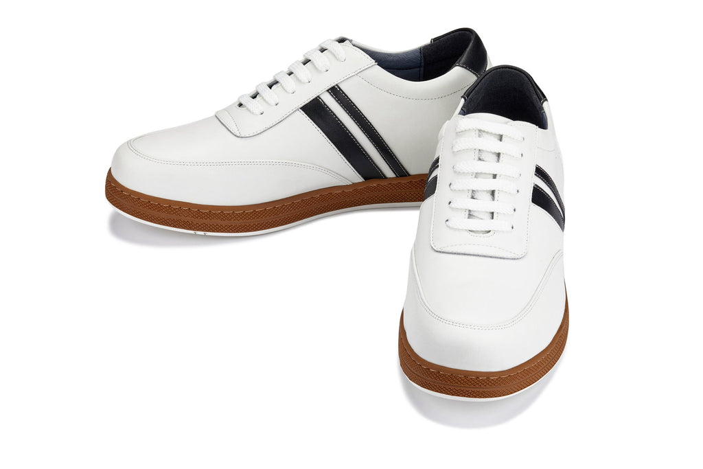 CALTO White Leather Sneakers - 2.8 inches - Y2821 - WonderingCloth