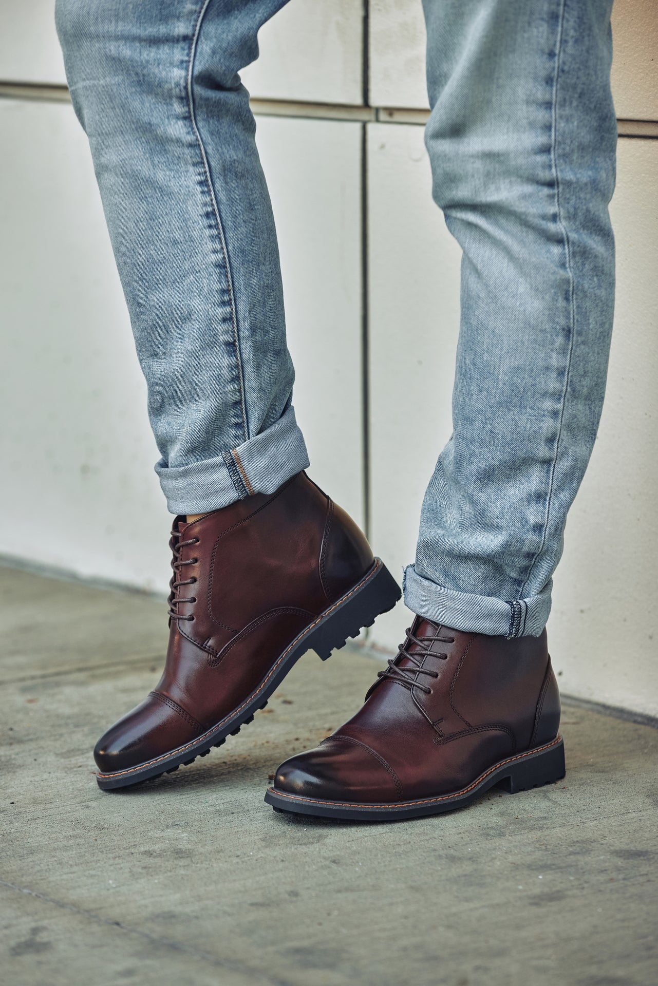 CALTO 3.2-Inch Taller Dark Brown Leather Boots Y41081 - WonderingCloth
