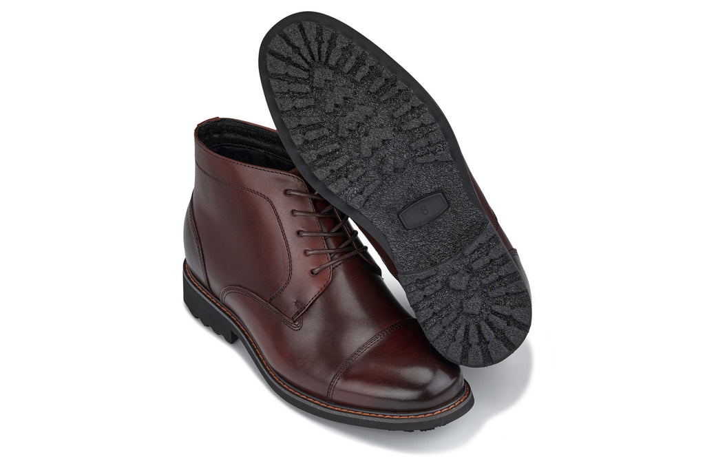 CALTO 3.2-Inch Taller Dark Brown Leather Boots Y41081 - WonderingCloth