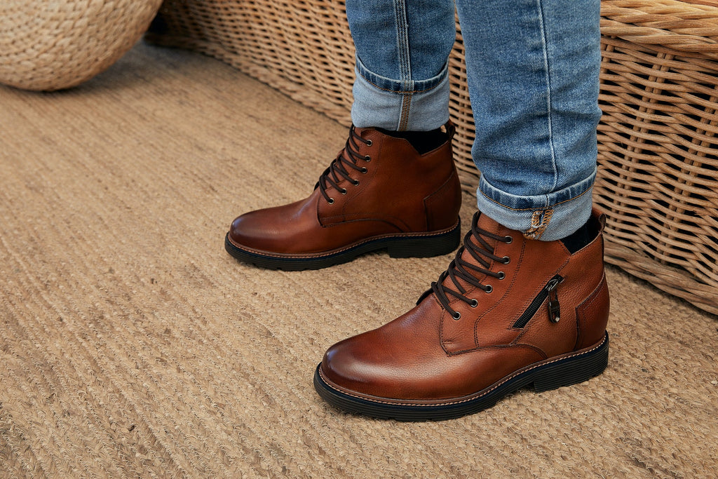 CALTO - Y42072 - 2.8 Inches Taller (Brown) - Dressy Casual Boots - WonderingCloth