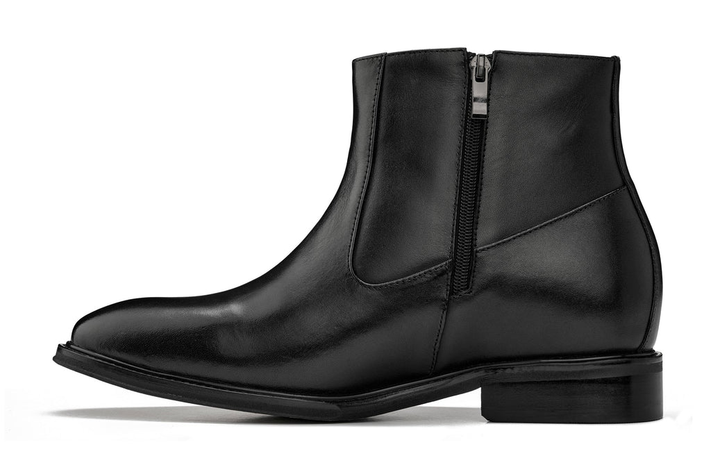 CALTO - Y70621 - 2.8 Inches Taller (Black) - Lightweight Zipper Boots - WonderingCloth