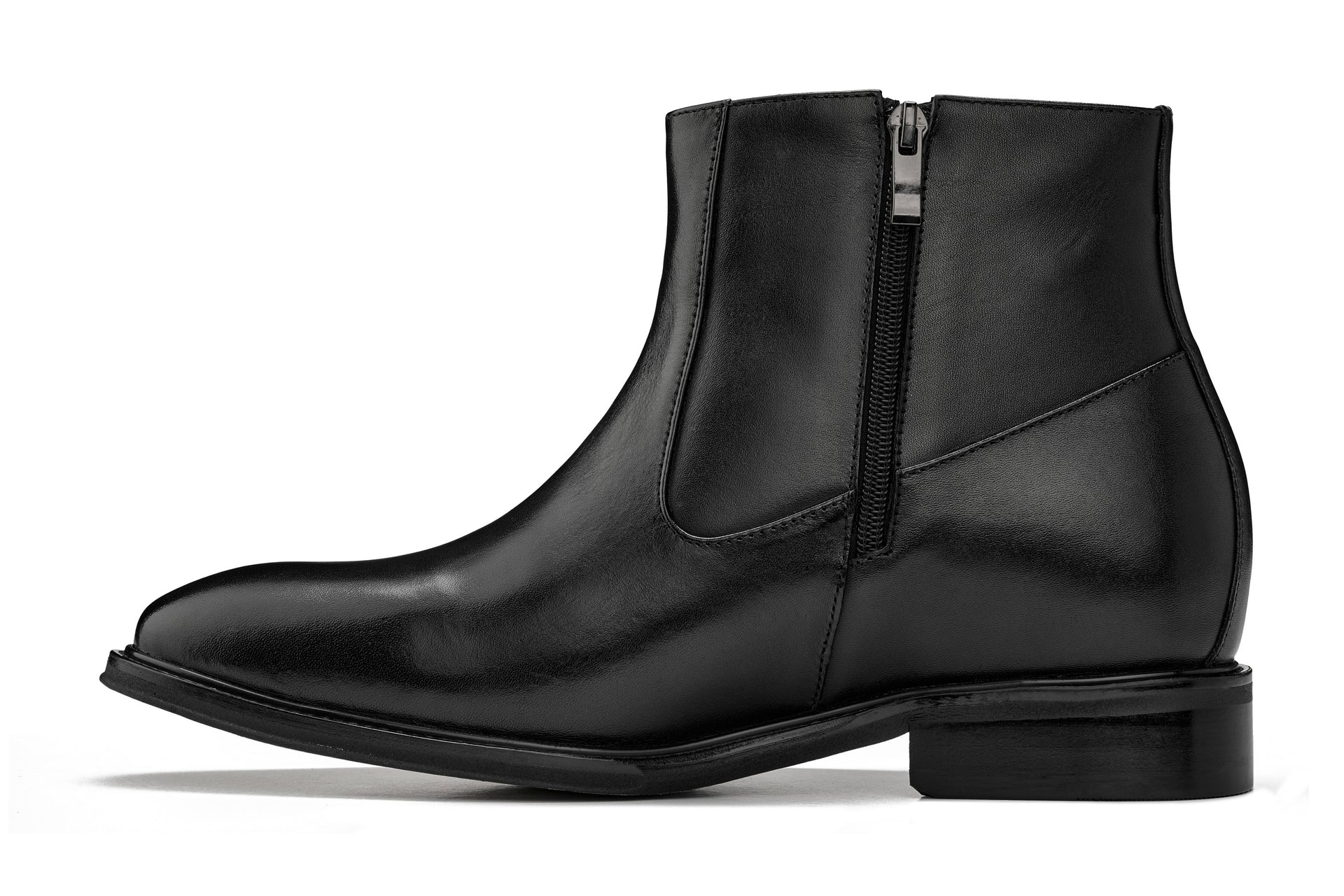 CALTO - Y70621 - 2.8 Inches Taller (Black) - Lightweight Zipper Boots - WonderingCloth