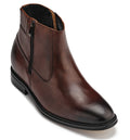 CALTO - Y70622 - 2.8 Inches Taller (Coffee Brown) - Lightweight Zipper Boots - WonderingCloth