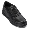 CALTO - Y7080 - 2.8 Inches Taller (Black) - Lightweight Nappa Leather Sneakers - WonderingCloth
