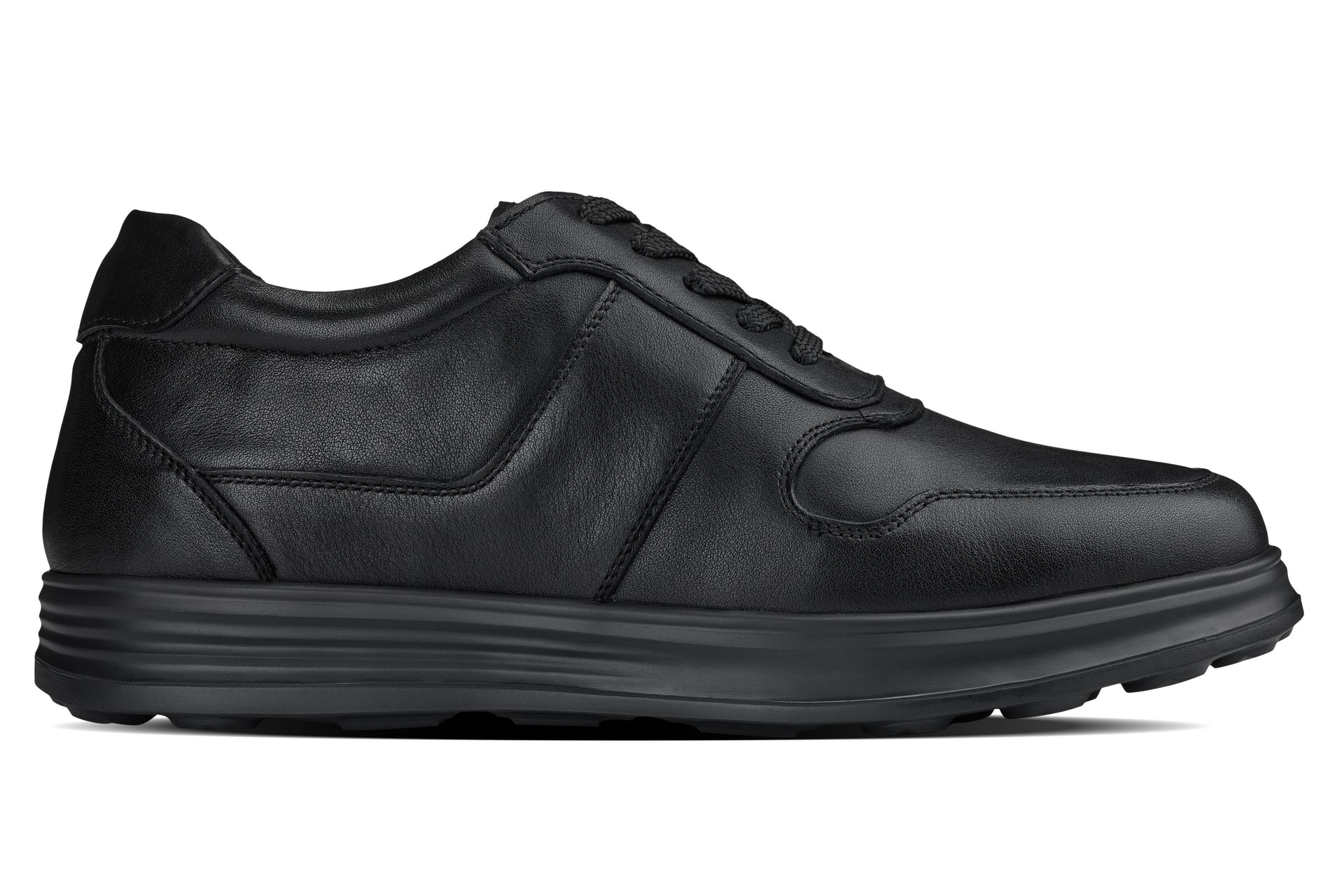 CALTO - Y7080 - 2.8 Inches Taller (Black) - Lightweight Nappa Leather Sneakers - WonderingCloth