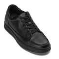 CALTO - Y7111 - 2.6 Inches Taller (Black) - Elevated Pebble Grain Leather Sneakers - WonderingCloth
