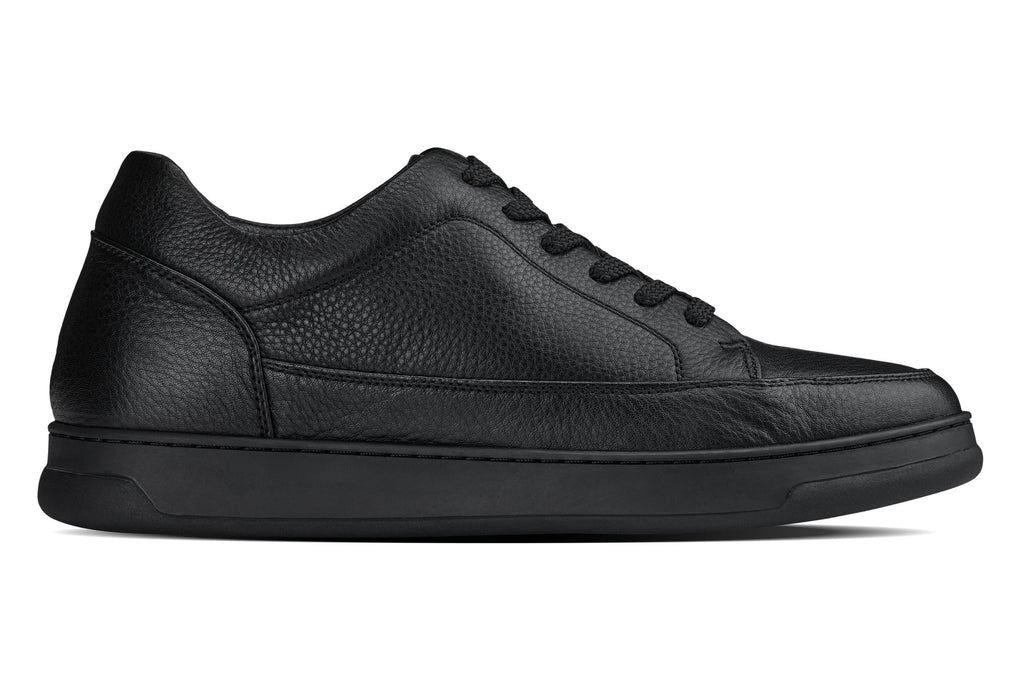 CALTO - Y7111 - 2.6 Inches Taller (Black) - Elevated Pebble Grain Leather Sneakers - WonderingCloth