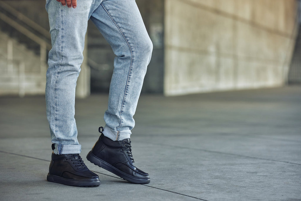 CALTO - Y7112 - 2.8 Inches Taller (Black) - Nappa Leather Moc-Toe Sneak-Boots - WonderingCloth
