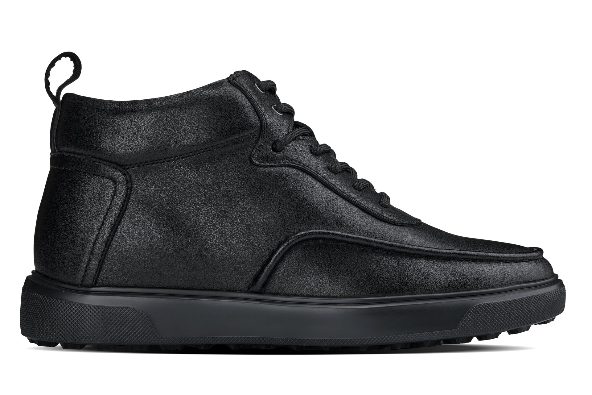 CALTO - Y7112 - 2.8 Inches Taller (Black) - Nappa Leather Moc-Toe Sneak-Boots - WonderingCloth