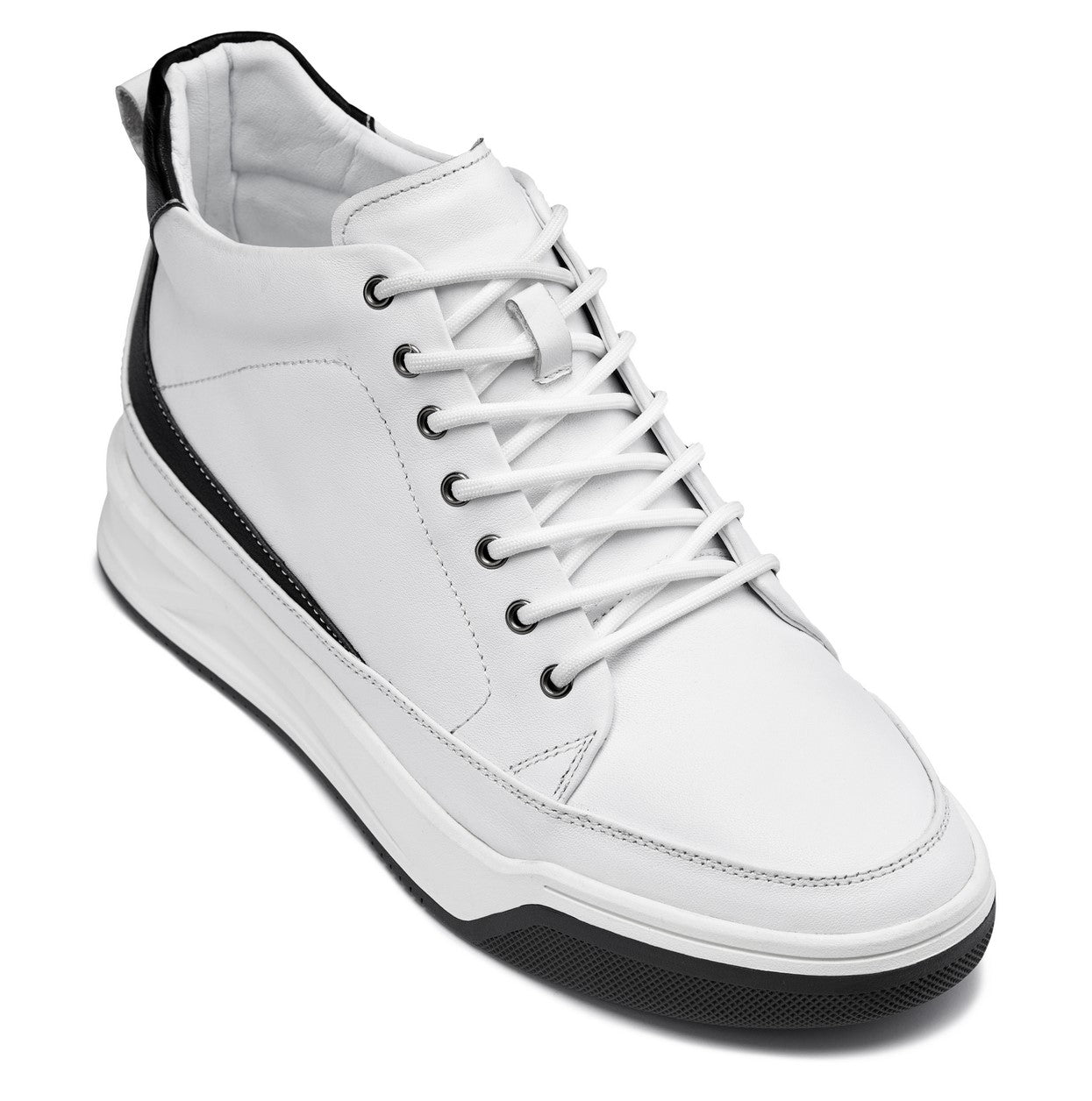 CALTO - Y7151 - 2.6 Inches Taller (Off-White) - Leather Ankle Top Sneak-Boot - WonderingCloth