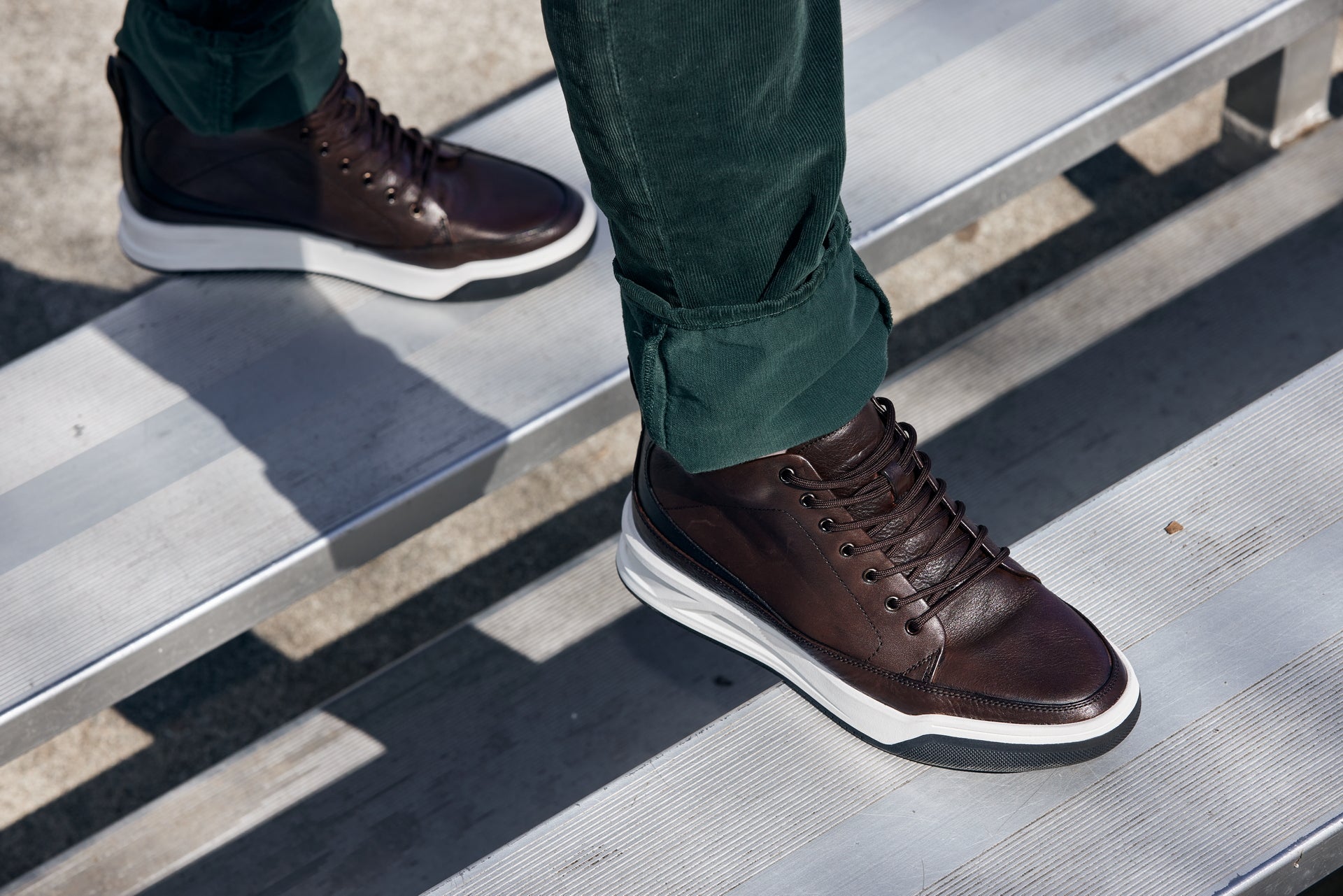 CALTO - Y7152 - 2.6 Inches Taller (Coffee Brown) - Leather Ankle Top Sneak-Boot - WonderingCloth