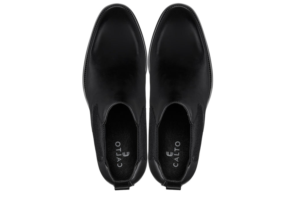 CALTO - Y72230 - 2.8 Inches Taller (Black) - Chelsea Boots - WonderingCloth