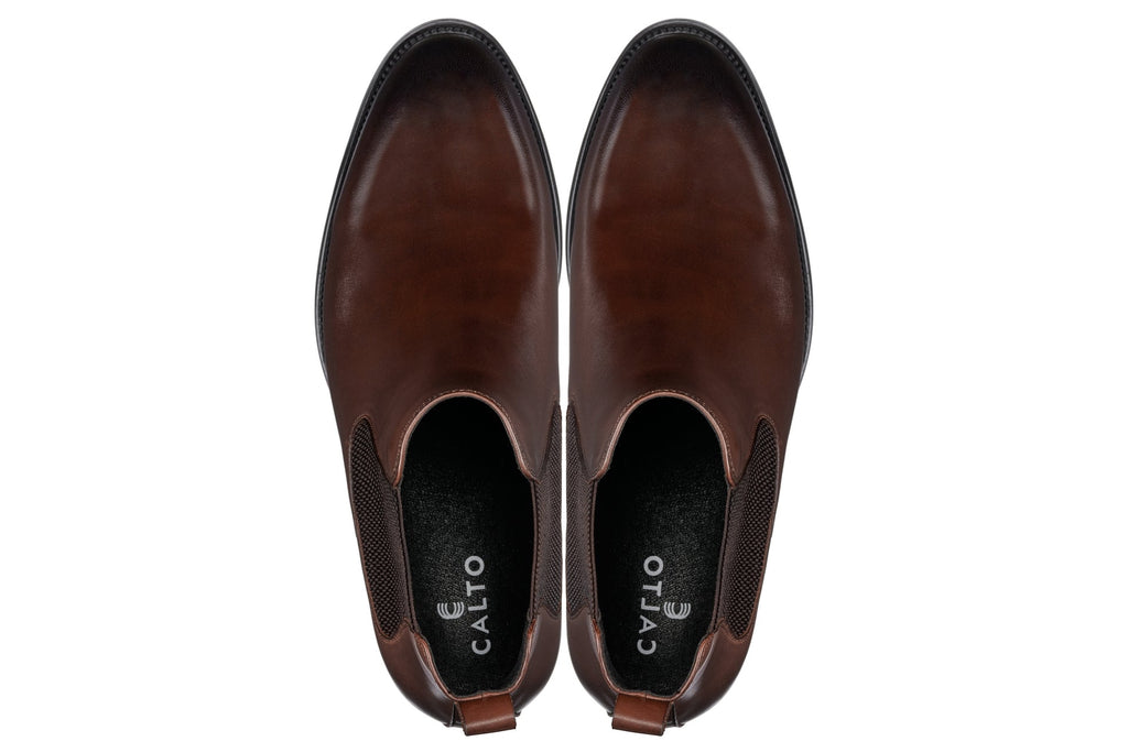 CALTO - Y72231 - 2.8 Inches Taller (Coffee Brown) - Chelsea Boots - WonderingCloth