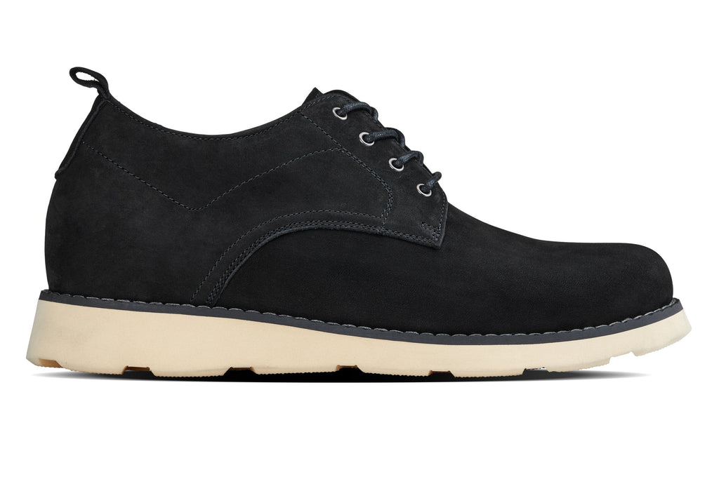 CALTO - Y7261 - 2.8 Inches Taller (Black) - Nubuck Upper Wedge Sole Work Boots - WonderingCloth