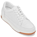 CALTO - Y7932 - 2.6 Inches Taller (White/Off-White & Gum Sole) - Elevated Micro-Perforated Leather Sneakers - WonderingCloth