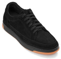CALTO - Y7933 - 2.6 Inches Taller (Noir Suede/Black & Gum Sole) - Elevated Suede Sneakers - WonderingCloth